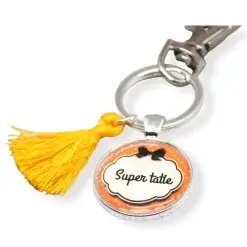 Porte clés Super Tatie jaune
