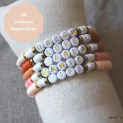 bracelets personnalisables avec prénom en perles heishi
